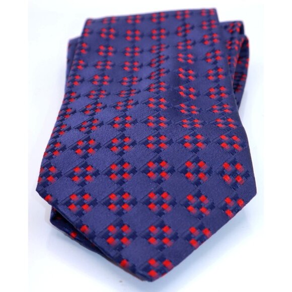 Façonnable Silk Tie Geometric Navy Red Business/Wedding Chic Aesthetic - Picture 3 of 5